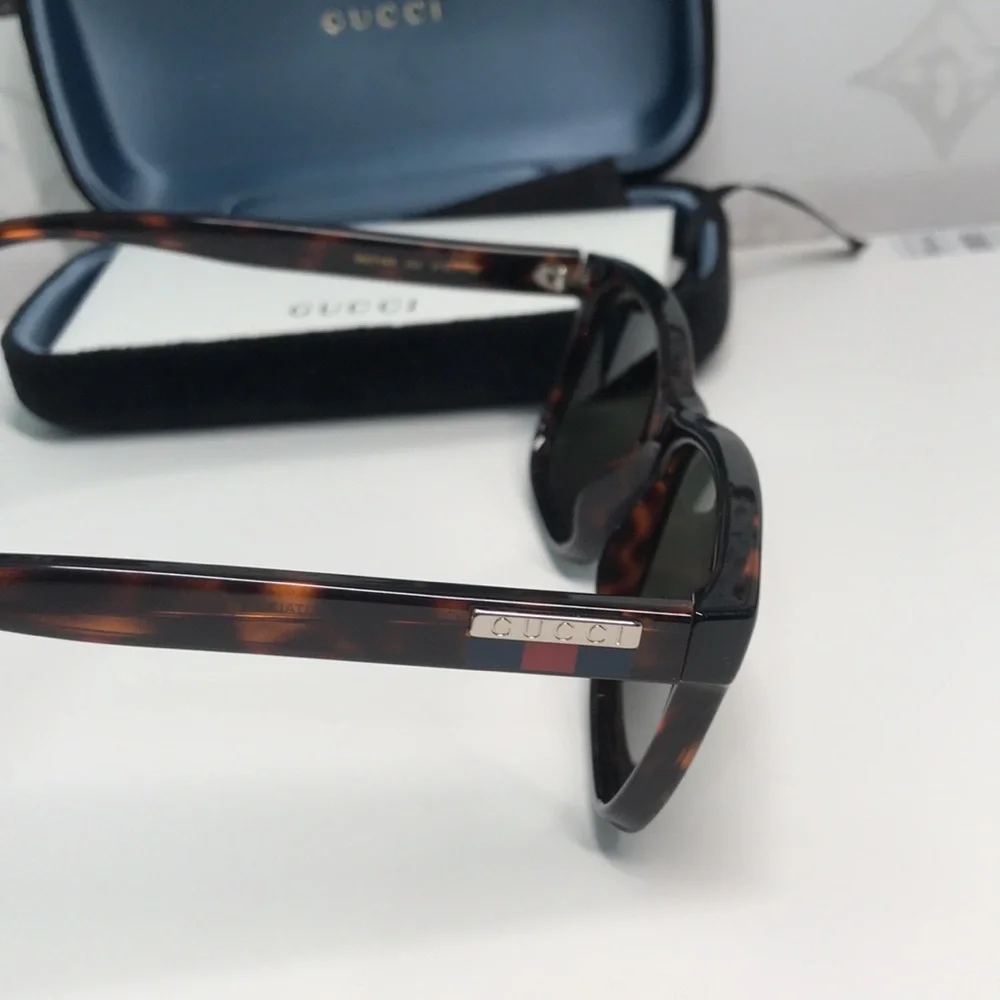 ✨ Brand New Gucci GG0746S 003 Sunglasses – Dark Havana with Green Lenses ✨